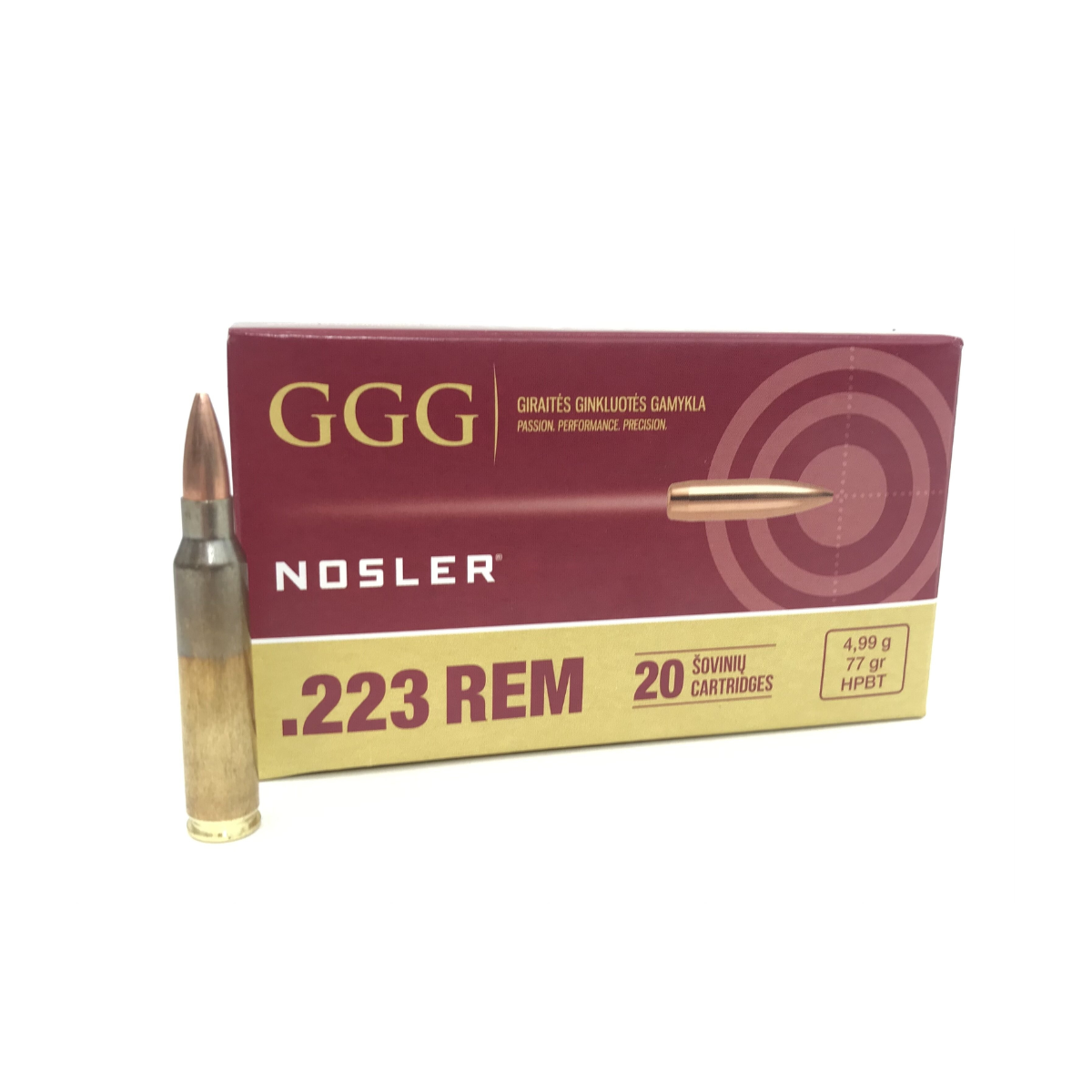 GGG ŠOVINIAI 223REM NOSLER 77GRAIN5.0GRAM HPBT 1009174