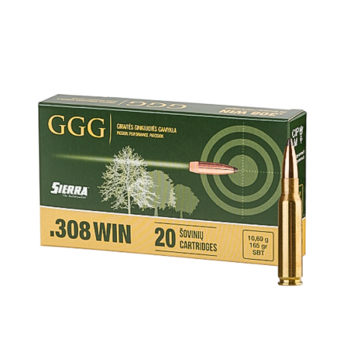 GGG ŠOVINIAI 308WIN 165grain10.6gram SBT Sierra GameKing kulka 1009115